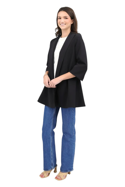 Crepe Swing Coat in Black