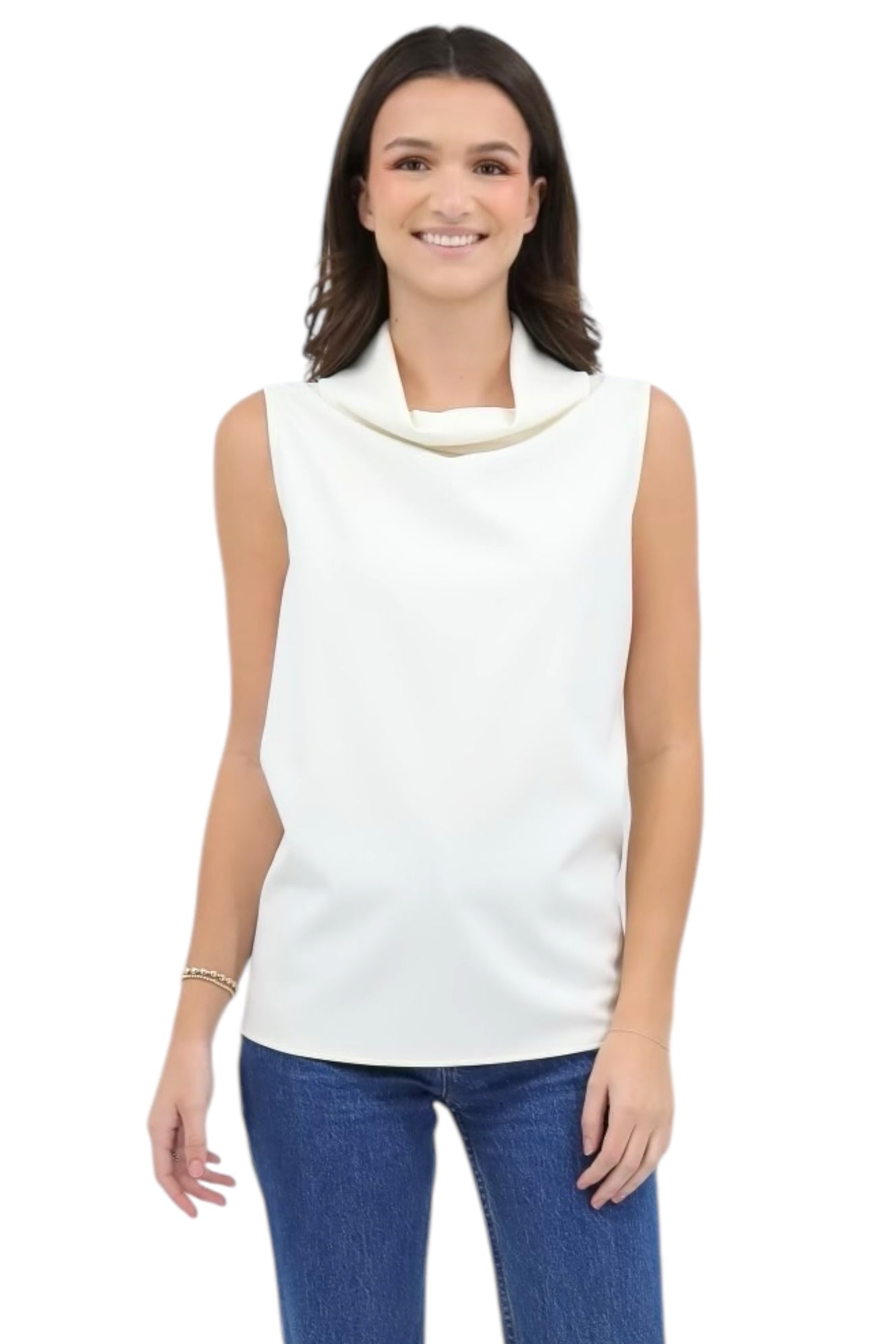 Sleeveless Cowl Neck Top in Ivory