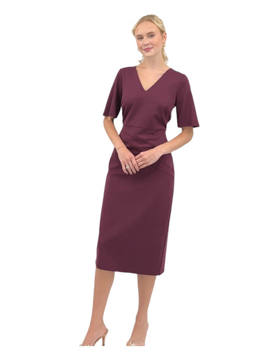 Ponte Seamed Dress in Aubergine