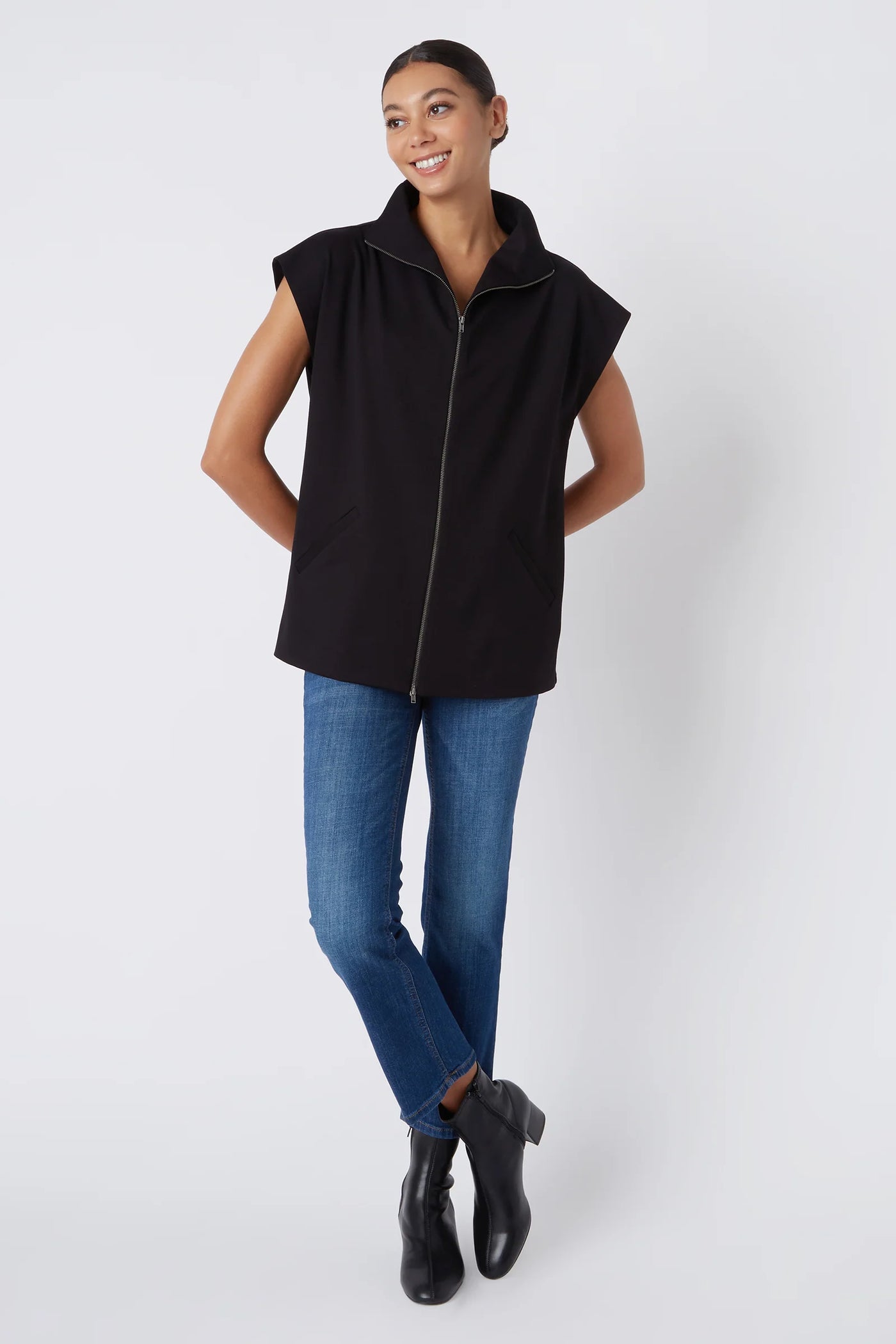 Anne Collard Zip Vest - Black