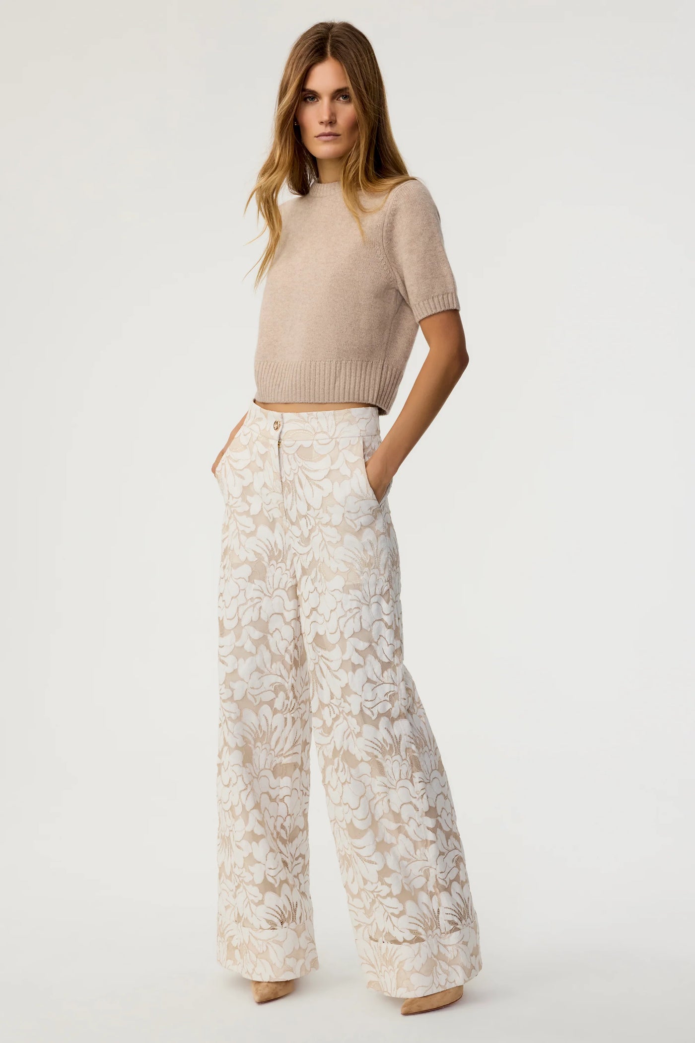 Suri Wide Leg Pant in Ivory/Natural