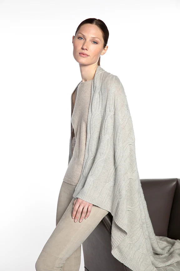 Lux Cable Throw Shawl in Pewter