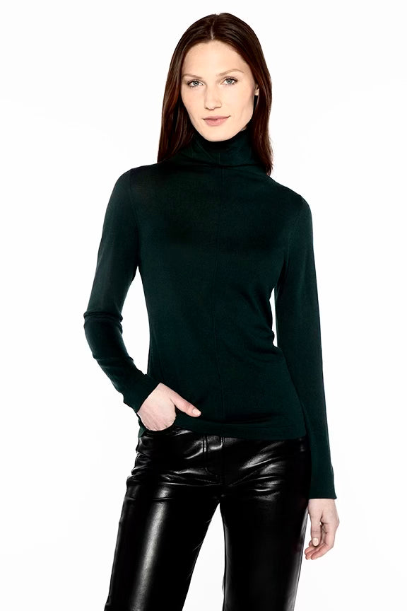 Long Sleeve Seamed Funnel in Black