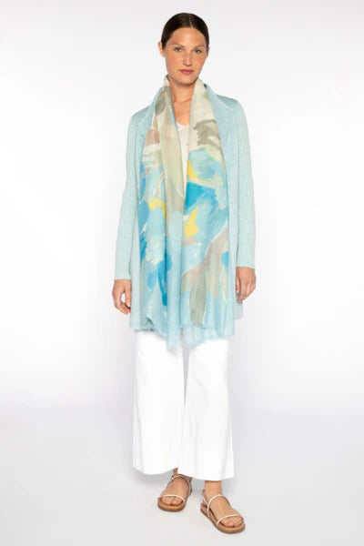 Blooms Print Scarf in Surf Multi