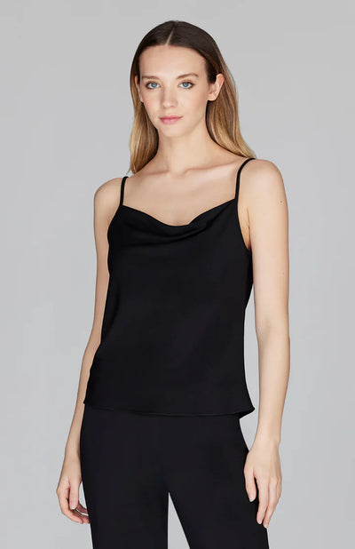 Drape Front Camisole in Black