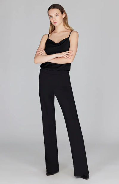 Straight Pant w/ Back Elastic in Black