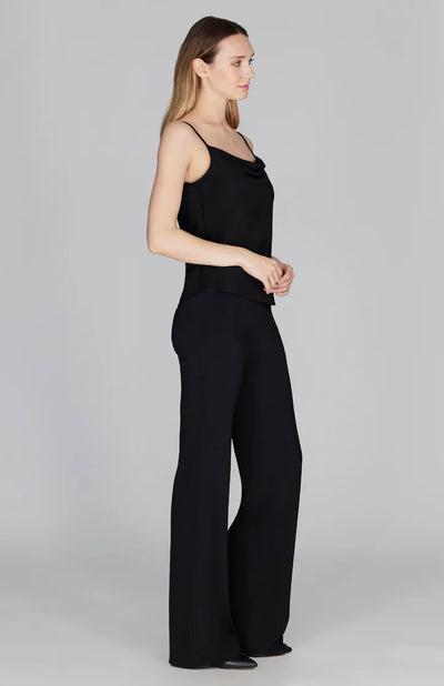 Straight Pant w/ Back Elastic in Black