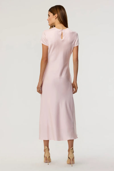 Luciana Silk Midi Dress in Light Pink