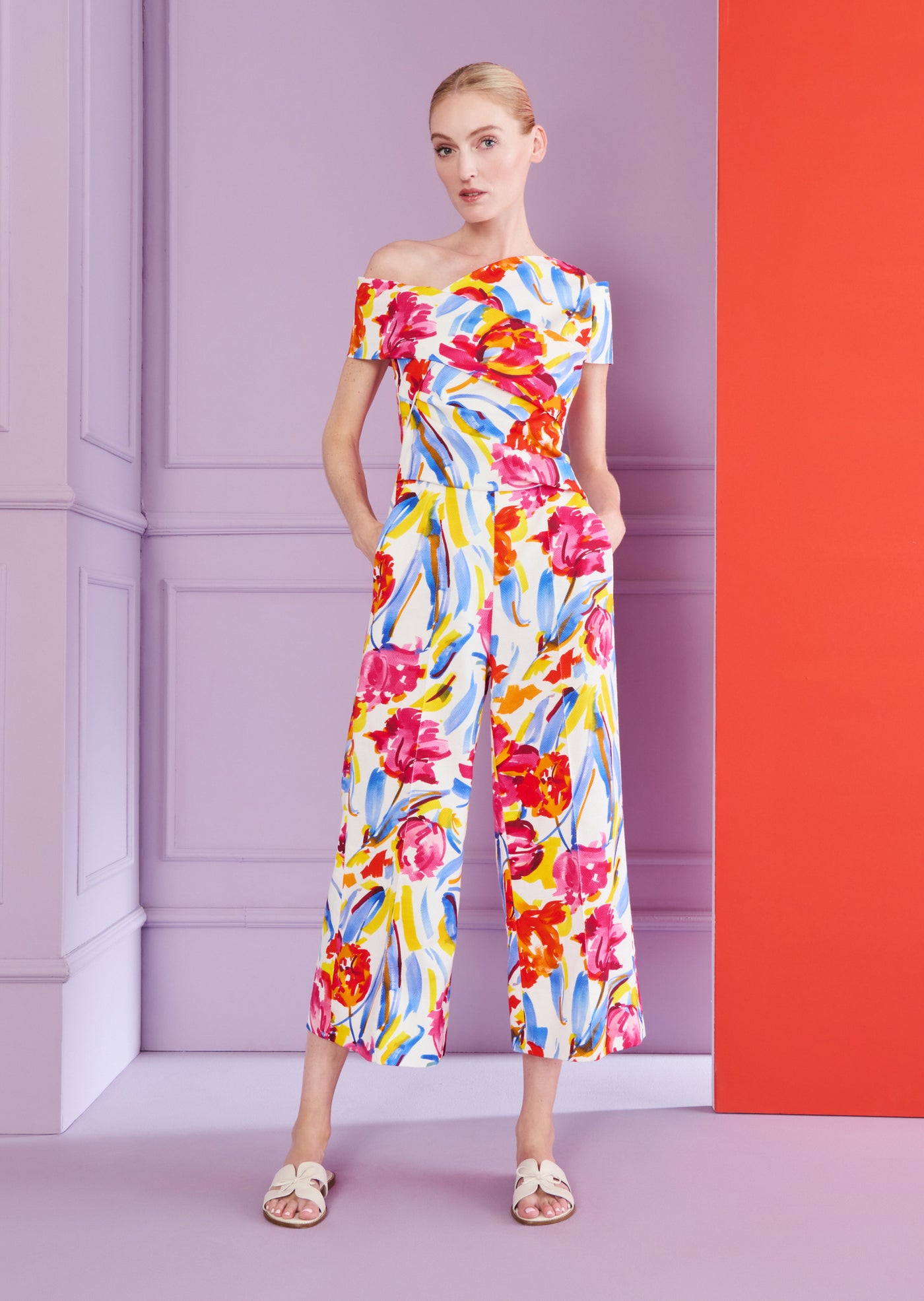 Painter Blossoms Piqué Jumpsuit