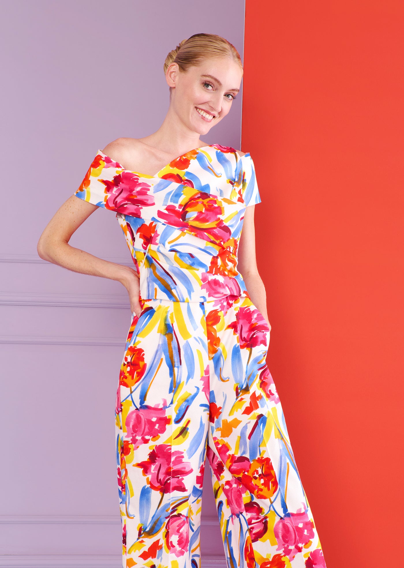 Painter Blossoms Piqué Jumpsuit