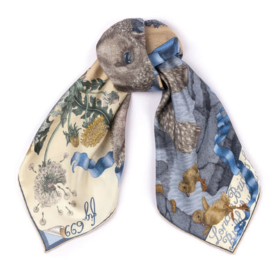 London Bridge is Falling Down Silk Twill Scarf 90 in Vanilla/Buttermilk