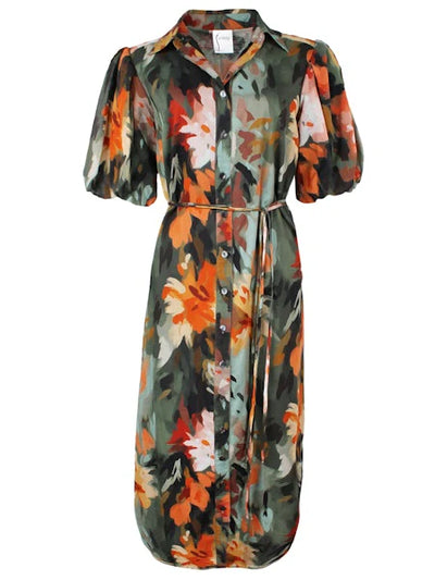 Madeline Autumn Floral Dress in Olive/Multi