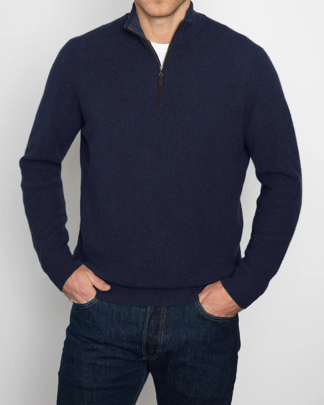 Men's Sport Quarter Zip Mock in Navy