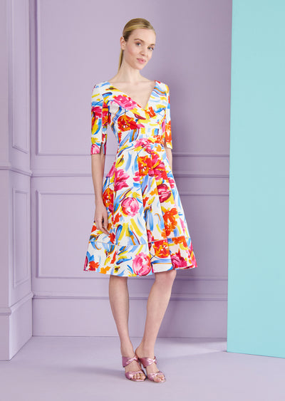 Painter Blossoms Piqué Day Dress