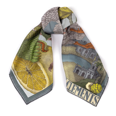 Oranges and Lemons Silk Twill Scarf 90 in Acid/Smog