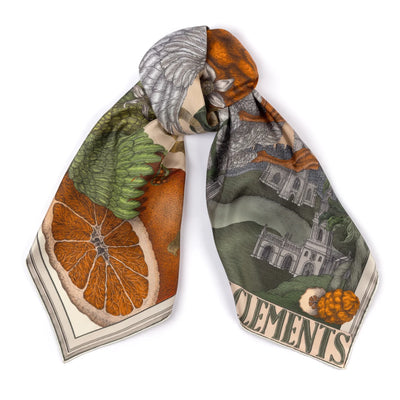 Oranges and Lemons Silk Twill Scarf 90 in Citrine/Zest