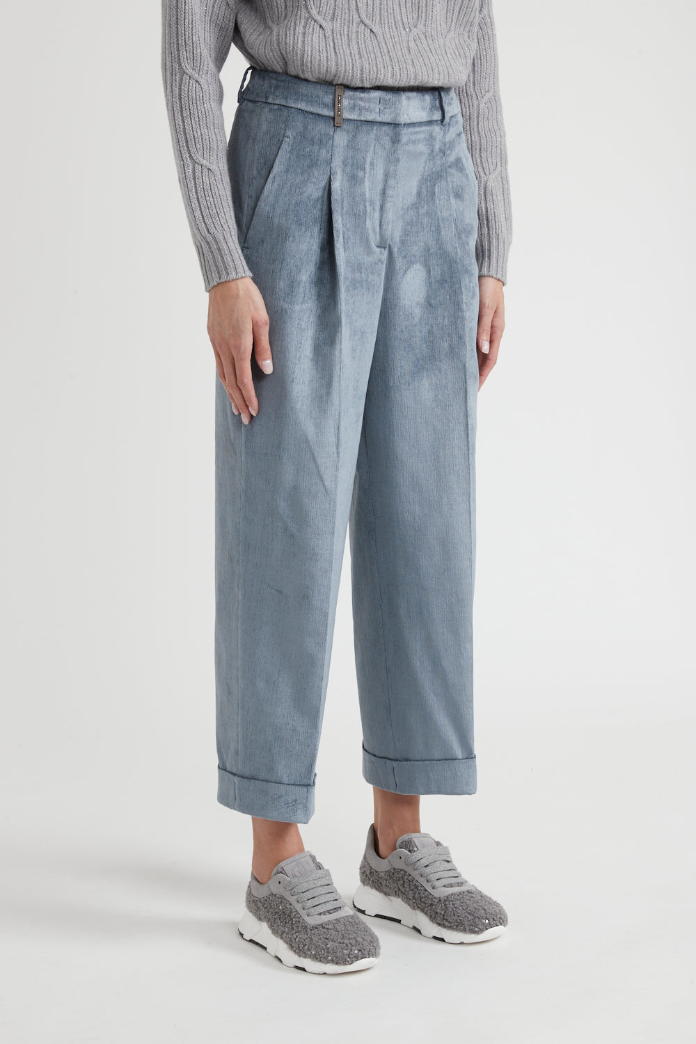 Stretch Corduroy Trousers in Slate