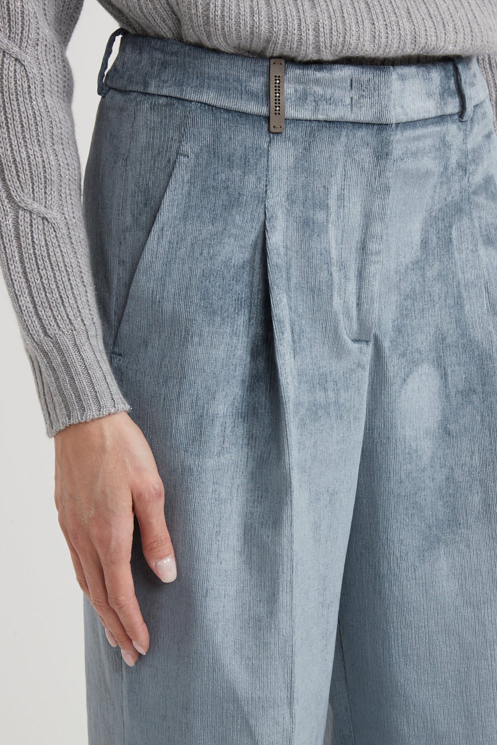 Stretch Corduroy Trousers in Slate