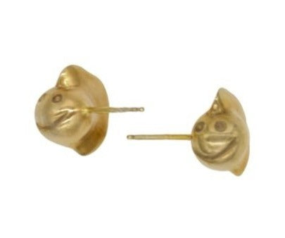 Poppy Face Stud Earrings 18K Gold Over Bronze