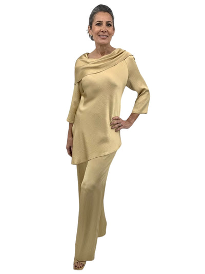 Hammered Satin Tunic in Gold