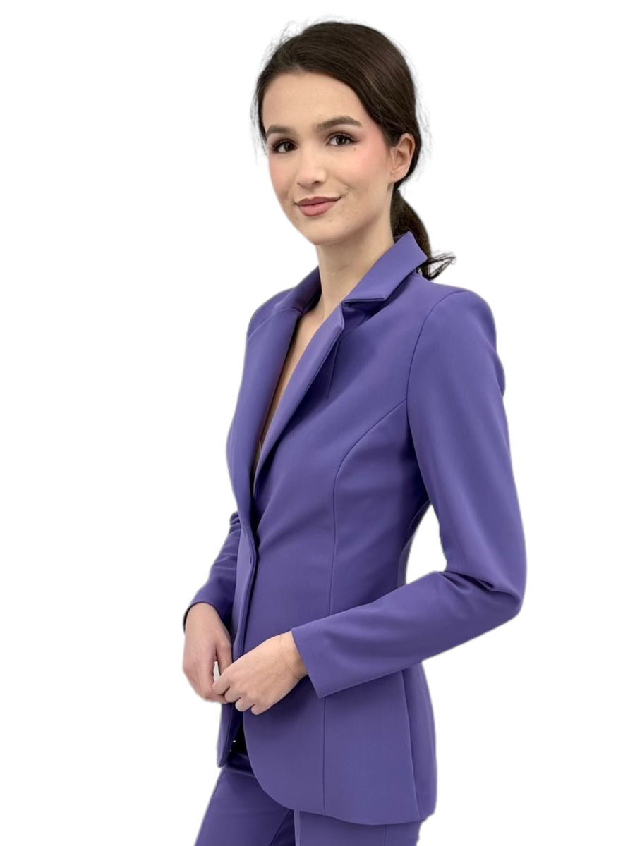 Lua Button Blazer in Dark Lavender