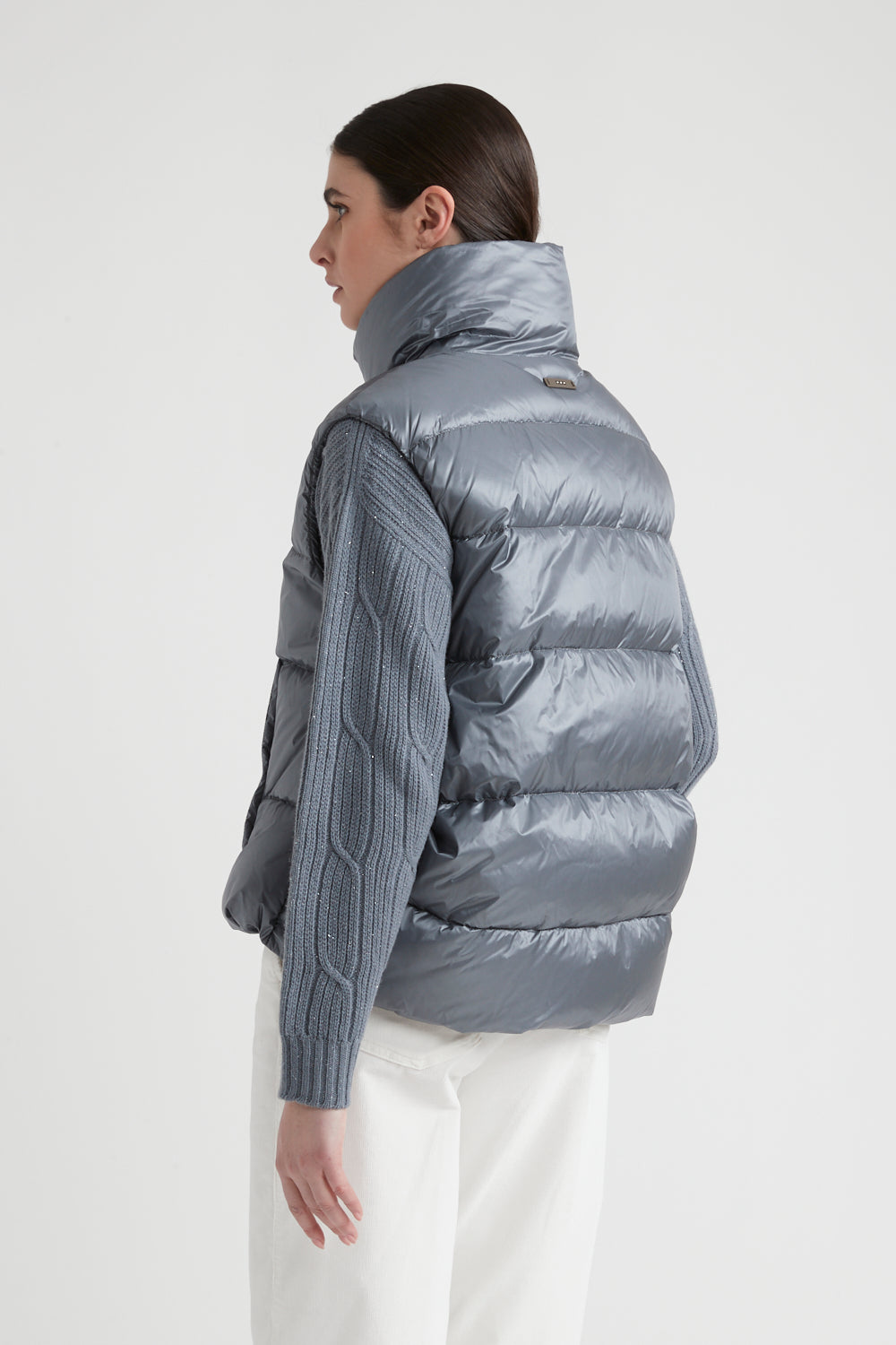 Down Padded Vest in Slate