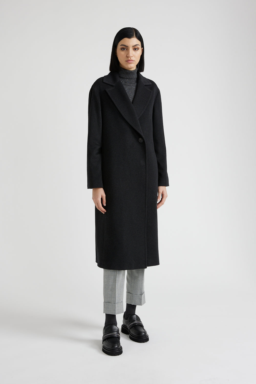 Wool, Cashmere Coat in Graphite