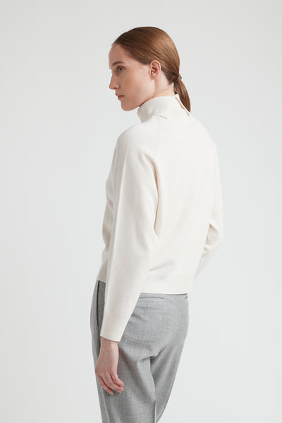 Wool, Silk and Cashmere Turtleneck Sweater in Hornbeam