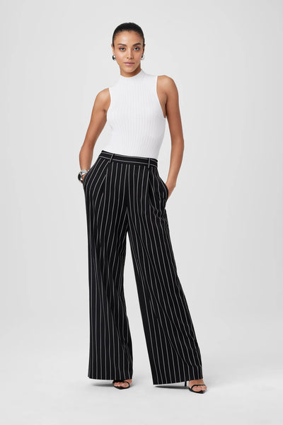 Hailey Pinstripe Trouser in Jet/Optic