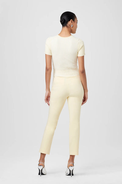 Reilly Ribbed Tie Front Top in Butter/Optic