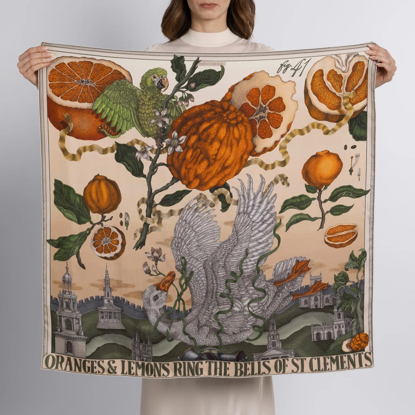 Oranges and Lemons Silk Twill Scarf 90 in Citrine/Zest