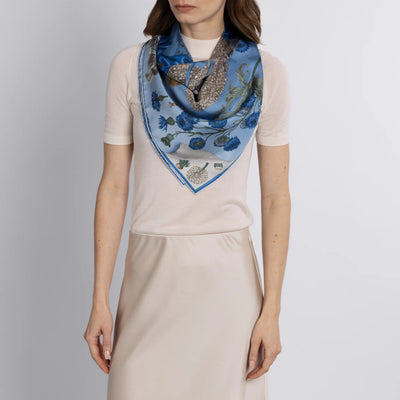 London Bridge is Falling Down Silk Twill Scarf 90 in Powder/Frost