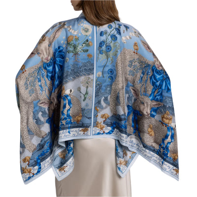 London Bridge is Falling Down Silk Scarf Blouse in Powder/Frost