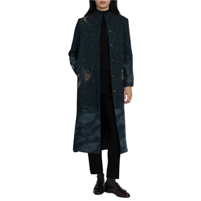 The Lunar Leopard Wool Crepe Coat in Winter/Flint