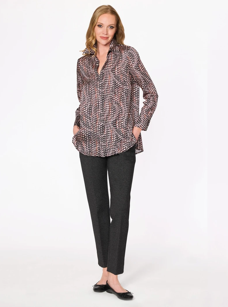 Pleat Back Geometric Blouse