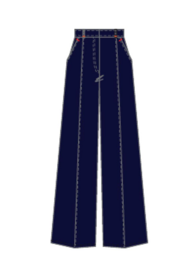 Wide Leg Pant with Pintuck in Navy