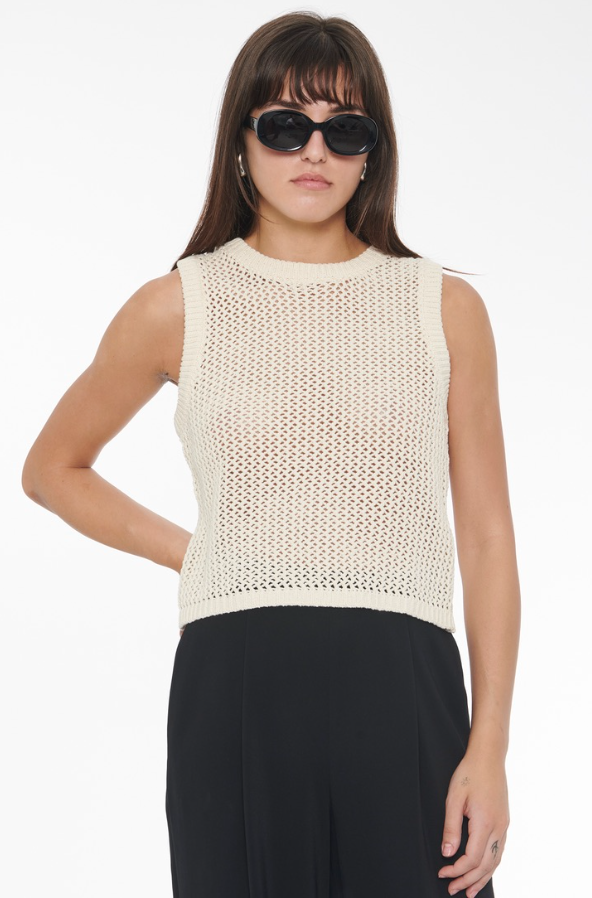 Estelle Crochet Racer Tank in Parchment