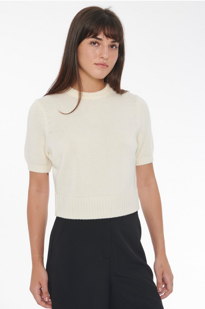 Elsie Short Sleeve Sweater in Ivory