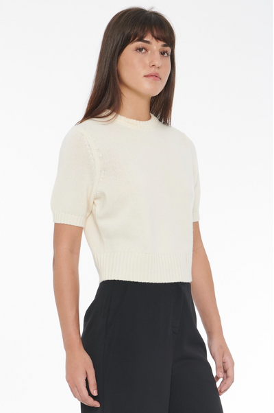 Elsie Short Sleeve Sweater in Ivory