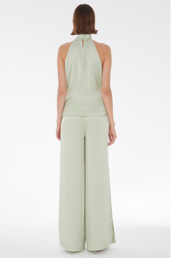 Auggie Side Slit Pull on Pant in Mint