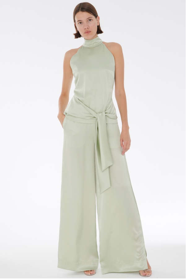 Auggie Side Slit Pull on Pant in Mint