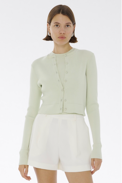 Zoe Classic Cropped Cardigan in Mint