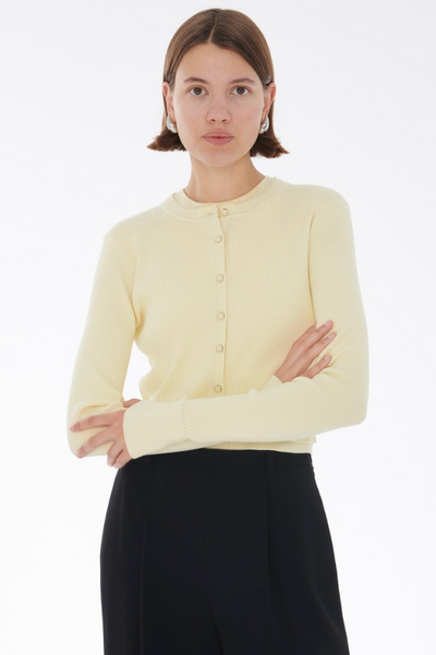 Zoe Classic Cropped Cardigan in Butter