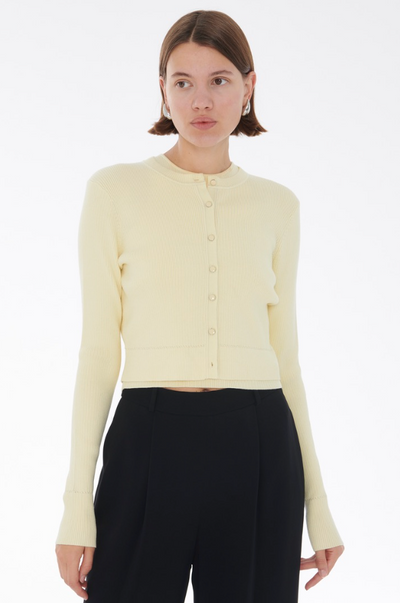 Zoe Classic Cropped Cardigan in Butter