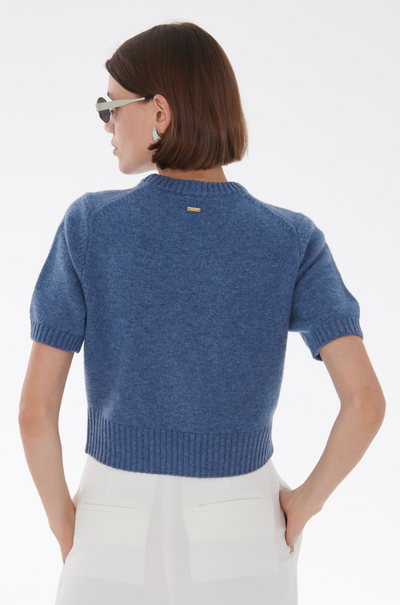 Elsie Short Sleeve Sweater in Indigo Heather