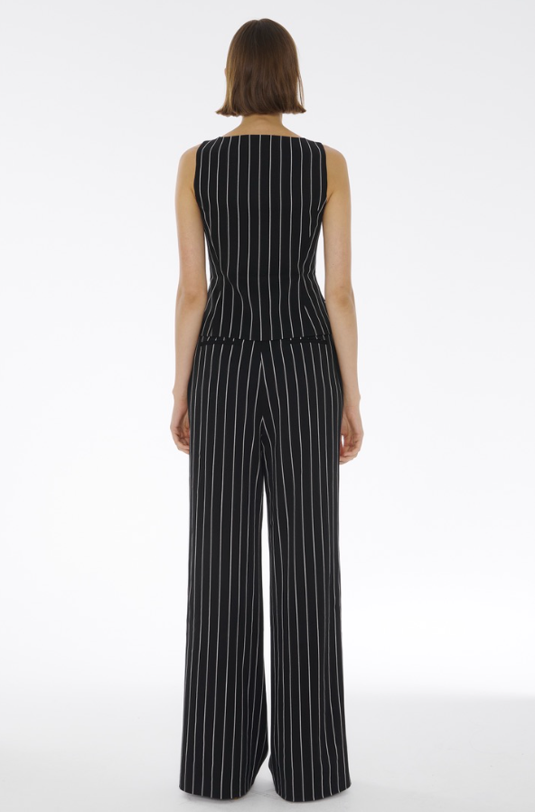 Hailey Pinstripe Trouser in Jet/Optic