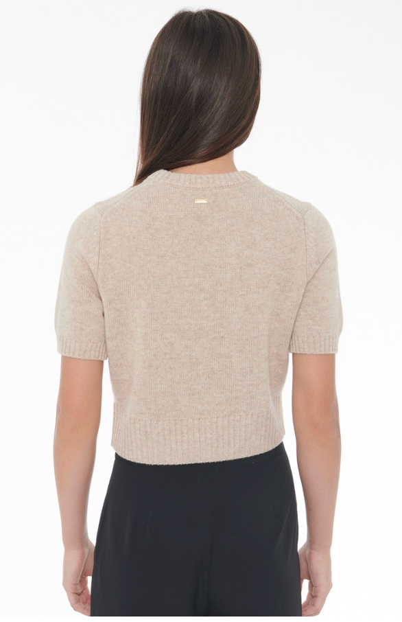 Elsie Short Sleeve Sweater in Beige Melange