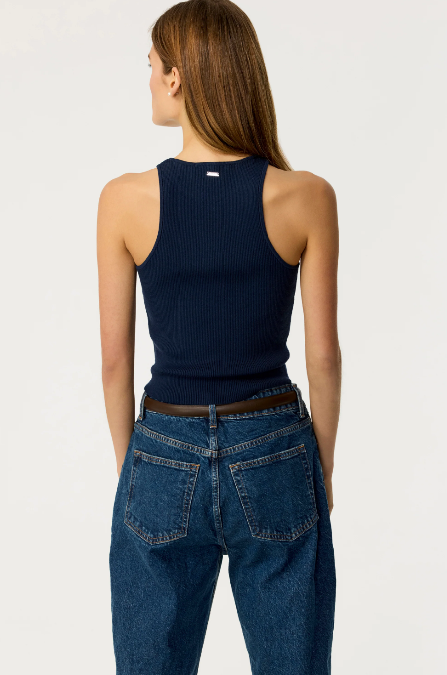 Avery Racer Tank in Navy