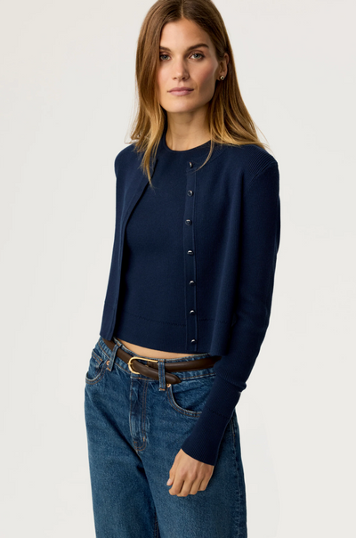 Zoe Classic Cropped Cardigan in Navy