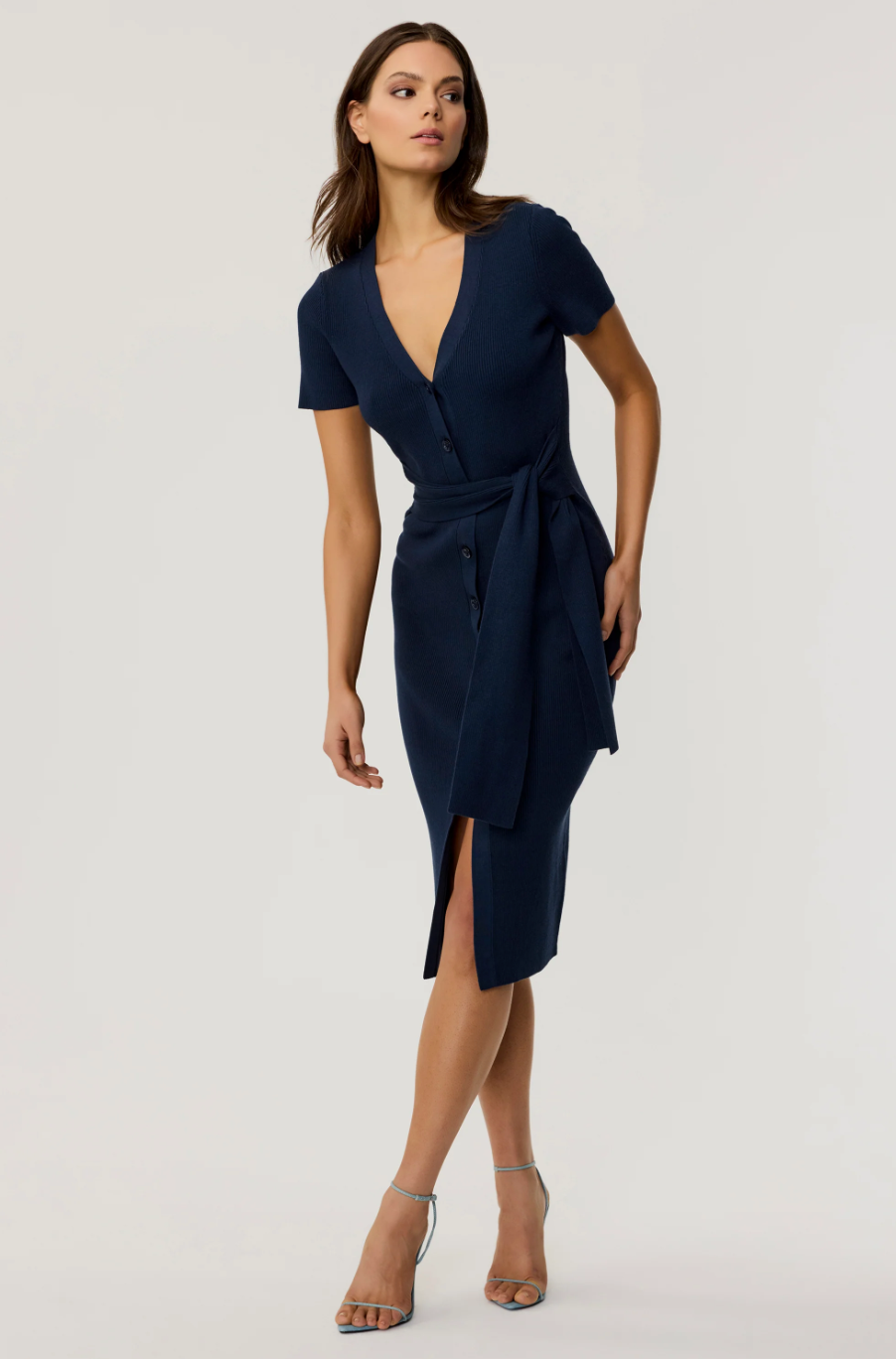 Agnes Short Sleeve Cardi Dress in Navy